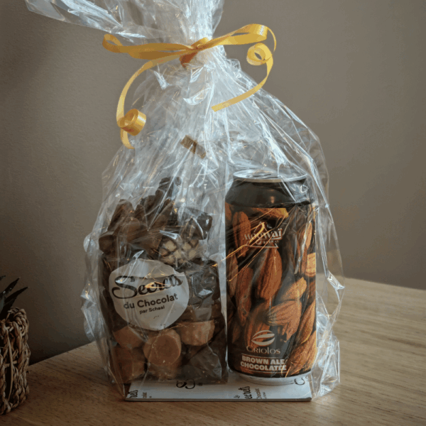 Boxed set of chocolate sweets + chocolate beer