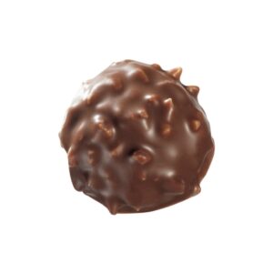 Close-up of milk chocolate-coated praline rocher